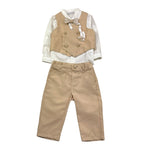 Barcellino Completo 4 Pezzi Camicia-Gilet-Papillions-Pantalone per Neonato 100733L BEIGE BARCELLINO 