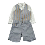 Barcellino Complet 4 Pezzi Camcia-Bermuda-Gilet-Papillon per Neonato 120111 AZZURRO BARCELLINO 