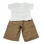 Barcellino Completo 2 Pezzi T-Shirt-Pantalone Bicolore per Bambina 120412 BIANCO/BEIGE BARCELLINO 