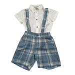 Barcellino Completo 2 Pezzi Camicia-Bermuda con Bretelle per Neonato 120612 BIANCO BARCELLINO 