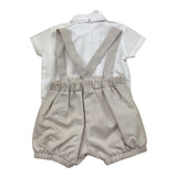 Barcellino Completo 3 Pezzi Papillion-Bermuda con Bretelle-Body per Neonato 120704 BEIGE BARCELLINO 