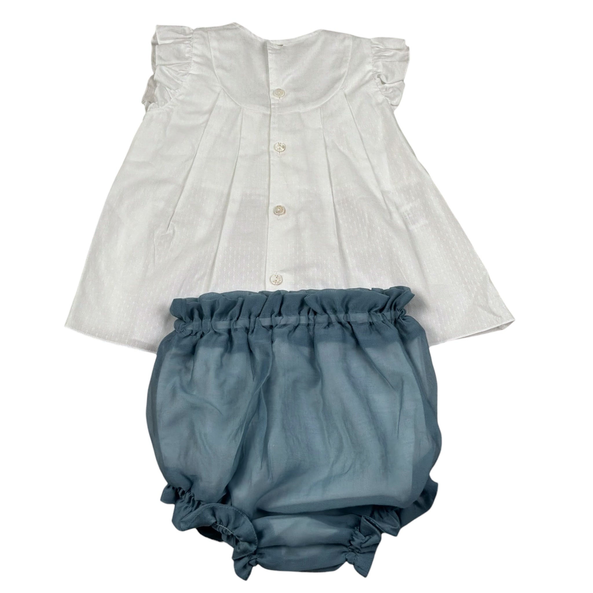 Barcellino Completo 2 Pezzi Camicia-Culotte per Neonata 120816 BIANCO/BLU BARCELLINO 