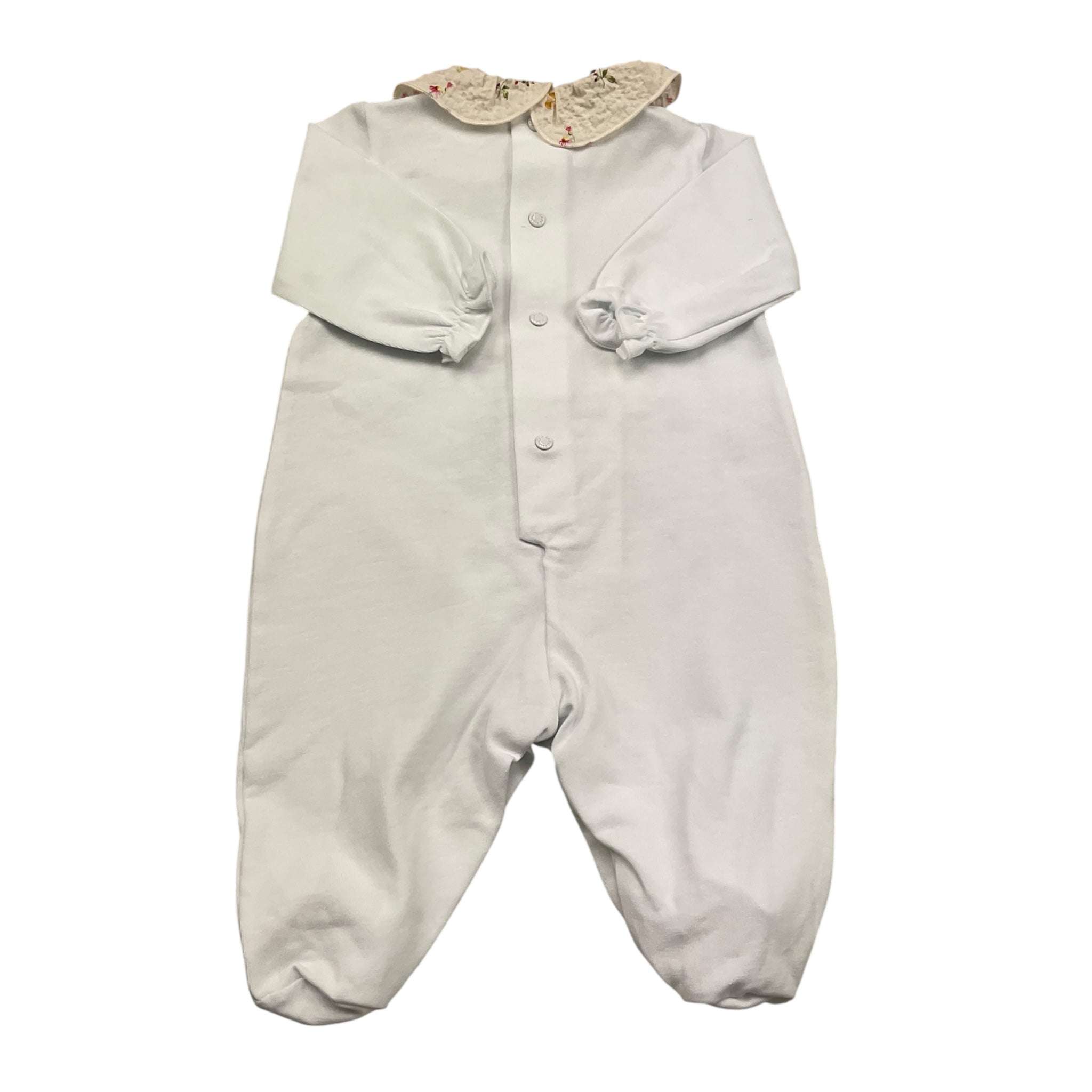 Barcellino Tutina Manica Lunga Tinta Unita con Ricami per Neonata 121007 BIANCO BARCELLINO 