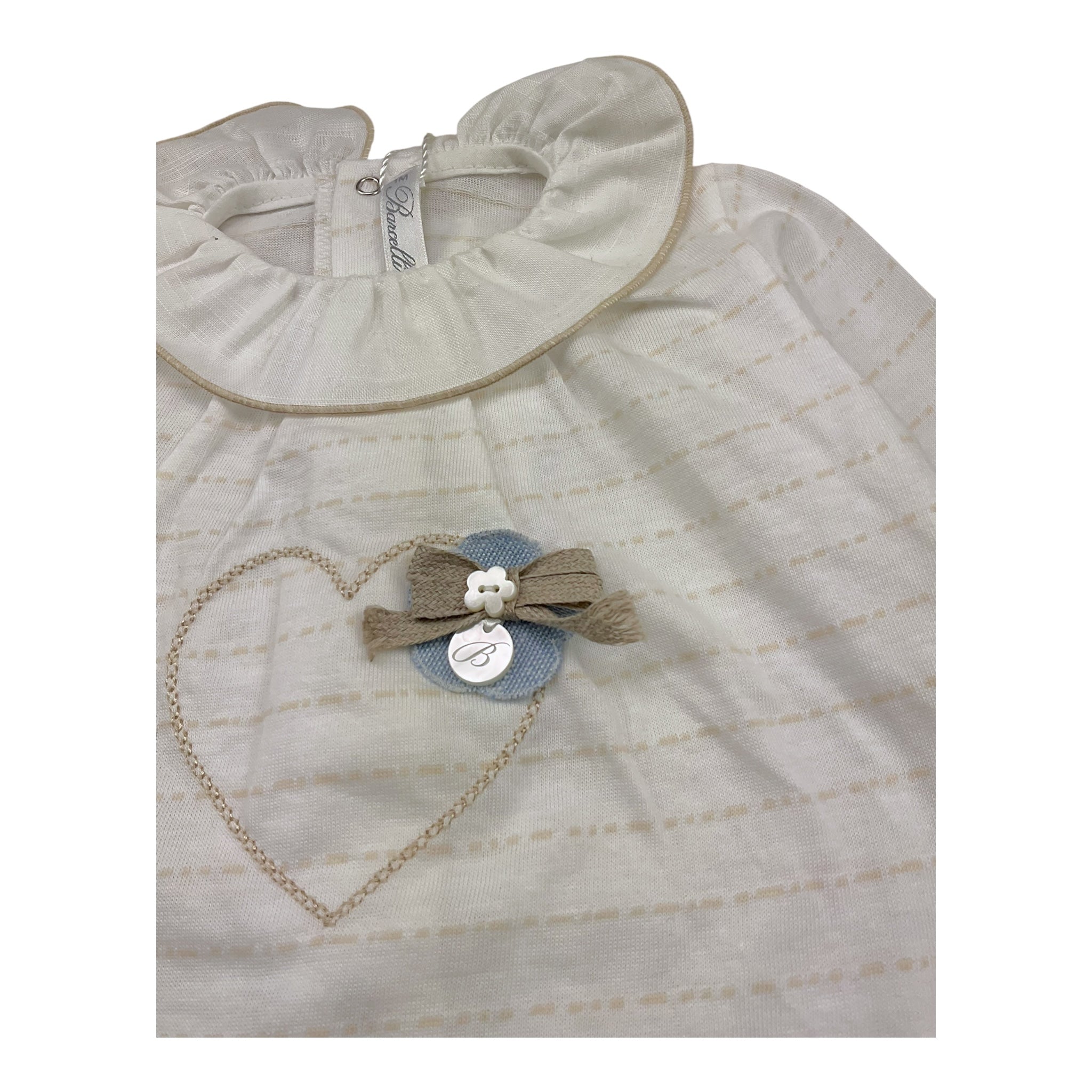 Barcellino Completo 2 Pezzi Shirt-Ghettina Bicolore per Neonata 9418 BIANCO/BEIGE BARCELLINO 