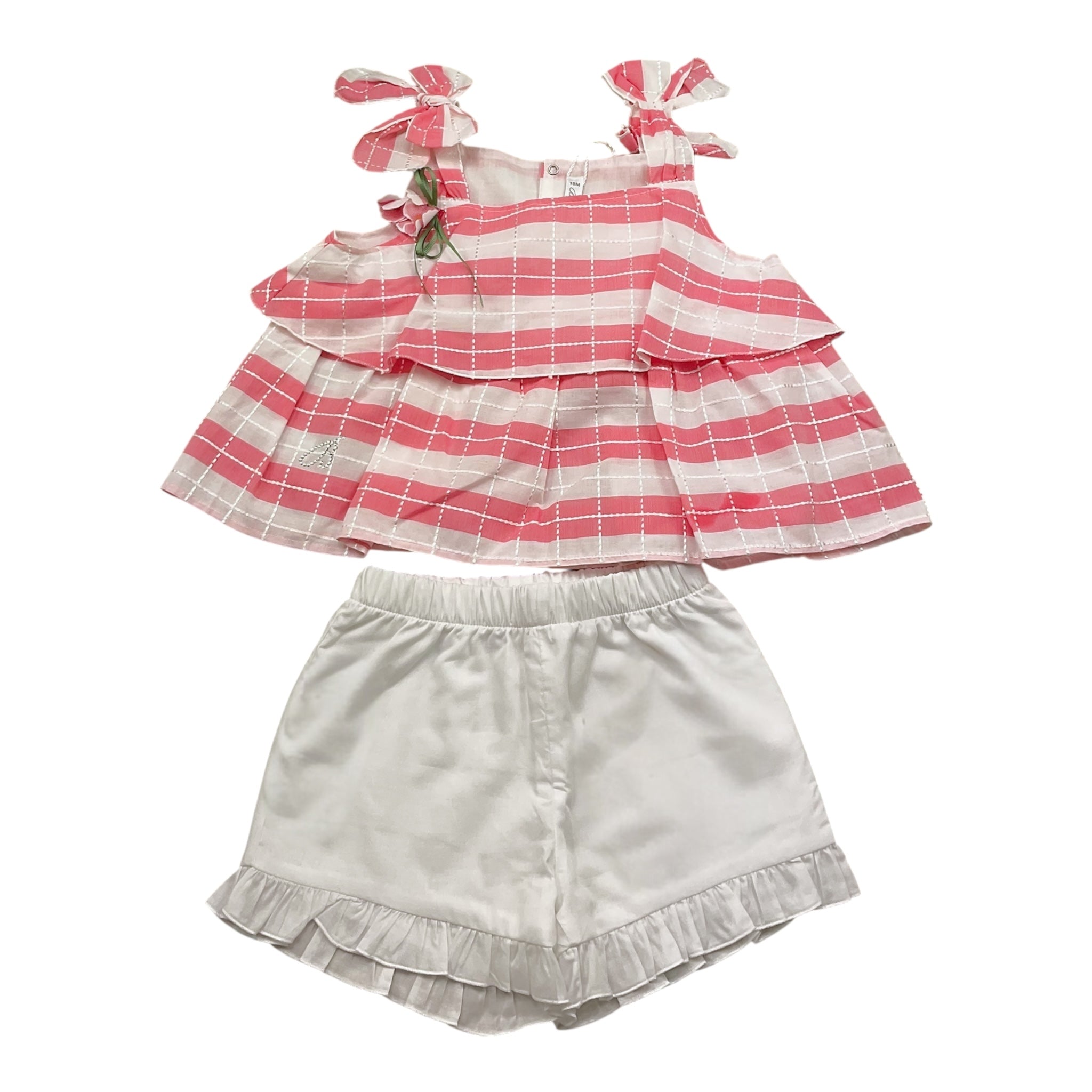 Barcellino Completo 2 Pezzi Tp-Short Bicolore  per Neonata 9674 BIANCO/ROSA BARCELLINO 