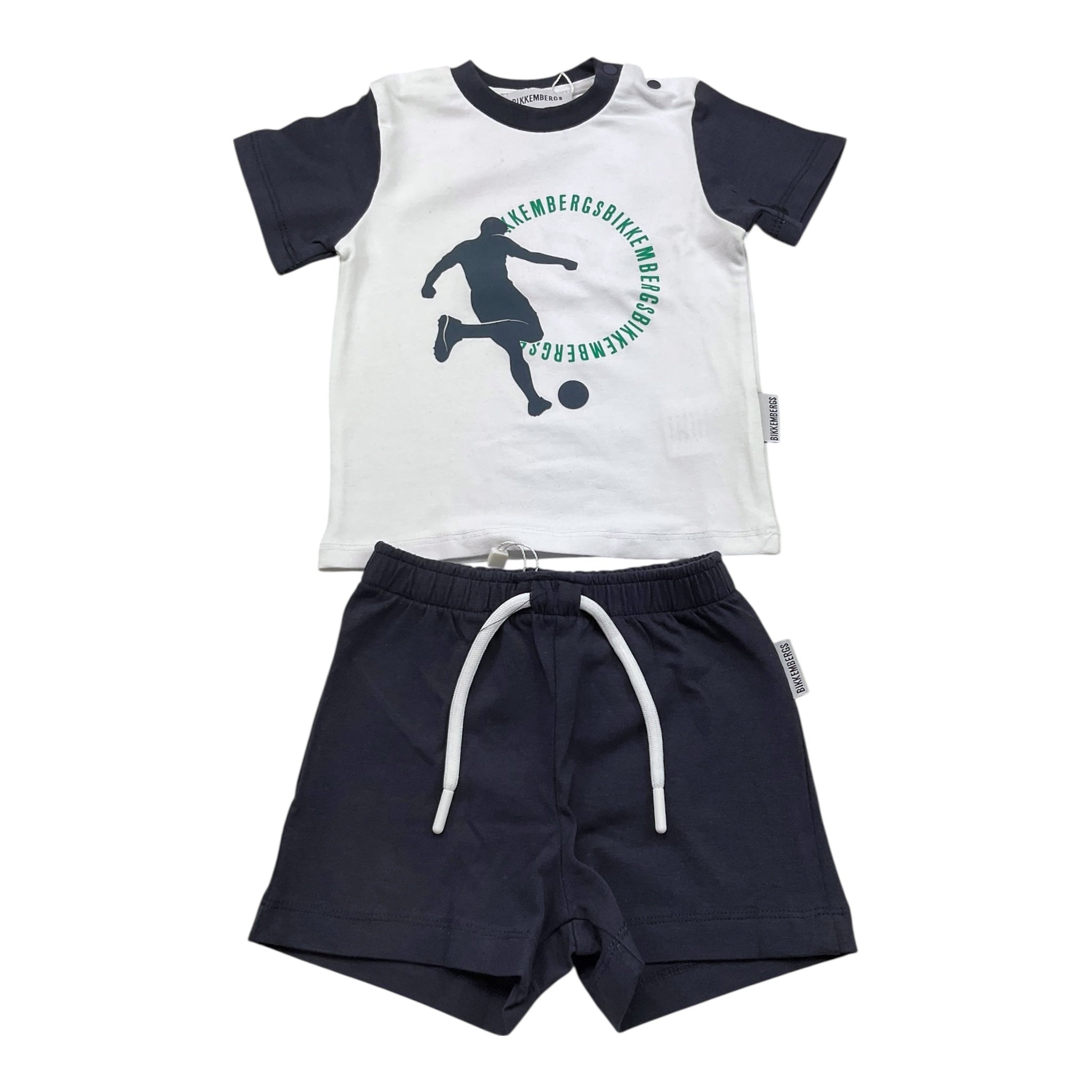 Bikkembergs Completo 2 Pezzi Bicolore T-Shirt-Bermuda per Neonato BK3415 BIANCO/NERO BiKKEMBERGS 