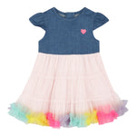 Billieblush Abito Mezza Manica con Tulle per Neonata U20814 AZZURRO BillIEBLUSH 