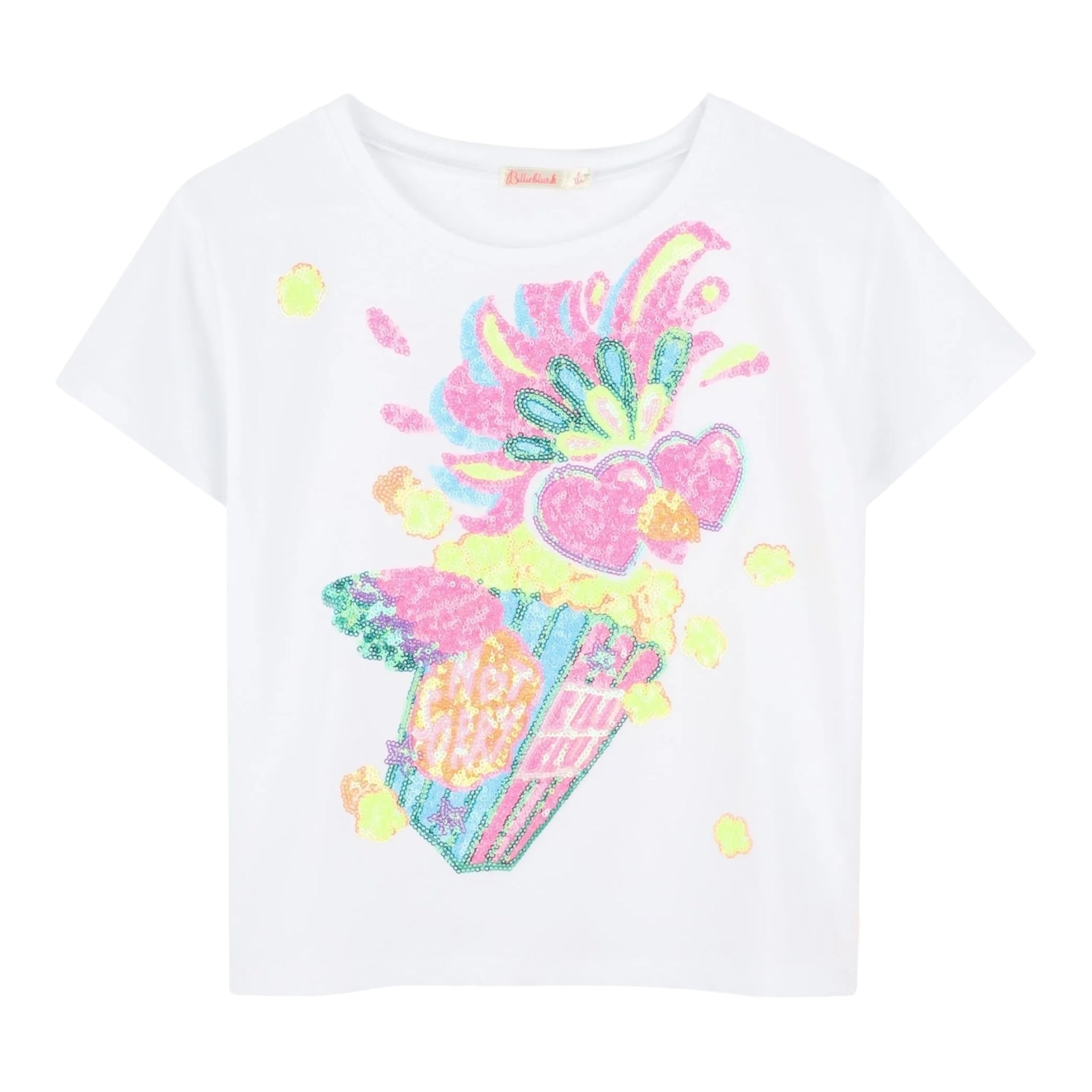 Billieblush T-Shirt Tinta Unita Girocollo con Stampa per Bambina U20929 BIANCO BillIEBLUSH 