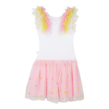 Billieblush Abito Giromanica con Gonna In Tulle per Bambina U20957 BIANCO BillIEBLUSH 