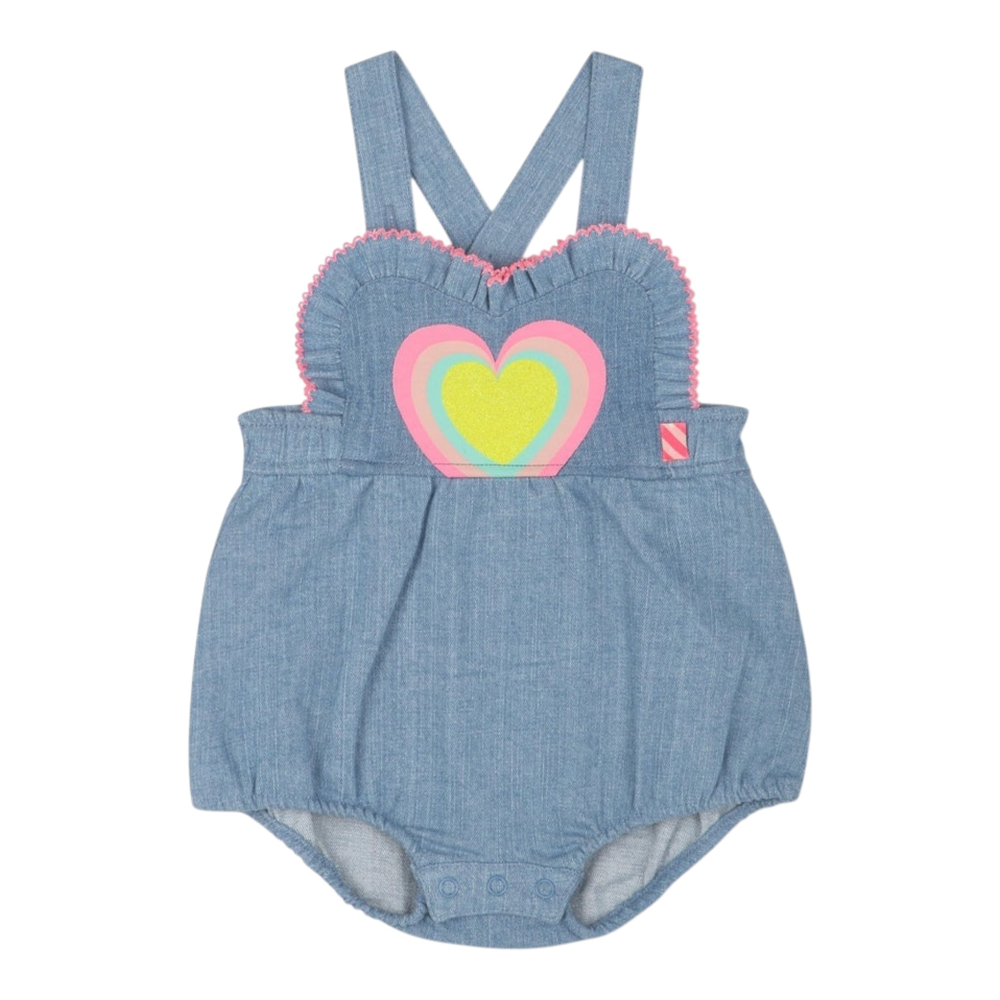 Billieblush Pagliaccetto In Denim Tinta Unita con Stampa per Neonata U21005 AZZURRO BillIEBLUSH 