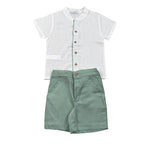 Calamaro Completo 2 Pezzi Camicia-Bermuda Bicolore per Neonato 11154 BIANCO/VERDE CALAMARO 