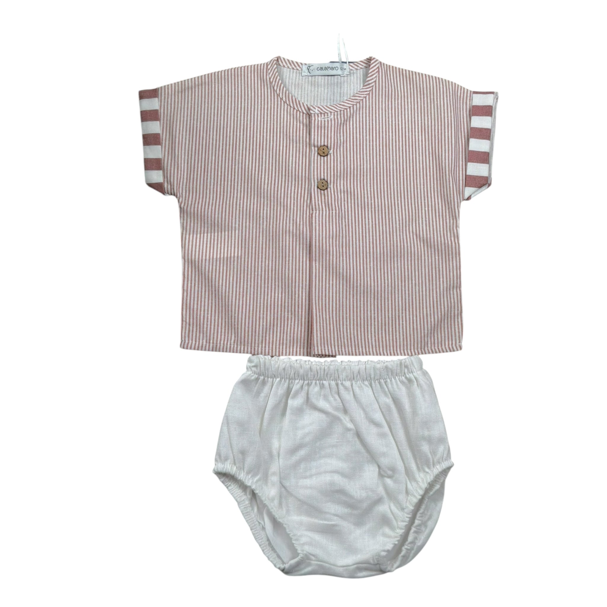 Calamaro Completo 2 Pezzi Camicia-Coulotte per Neonato 11166 BIANCO CALAMARO 