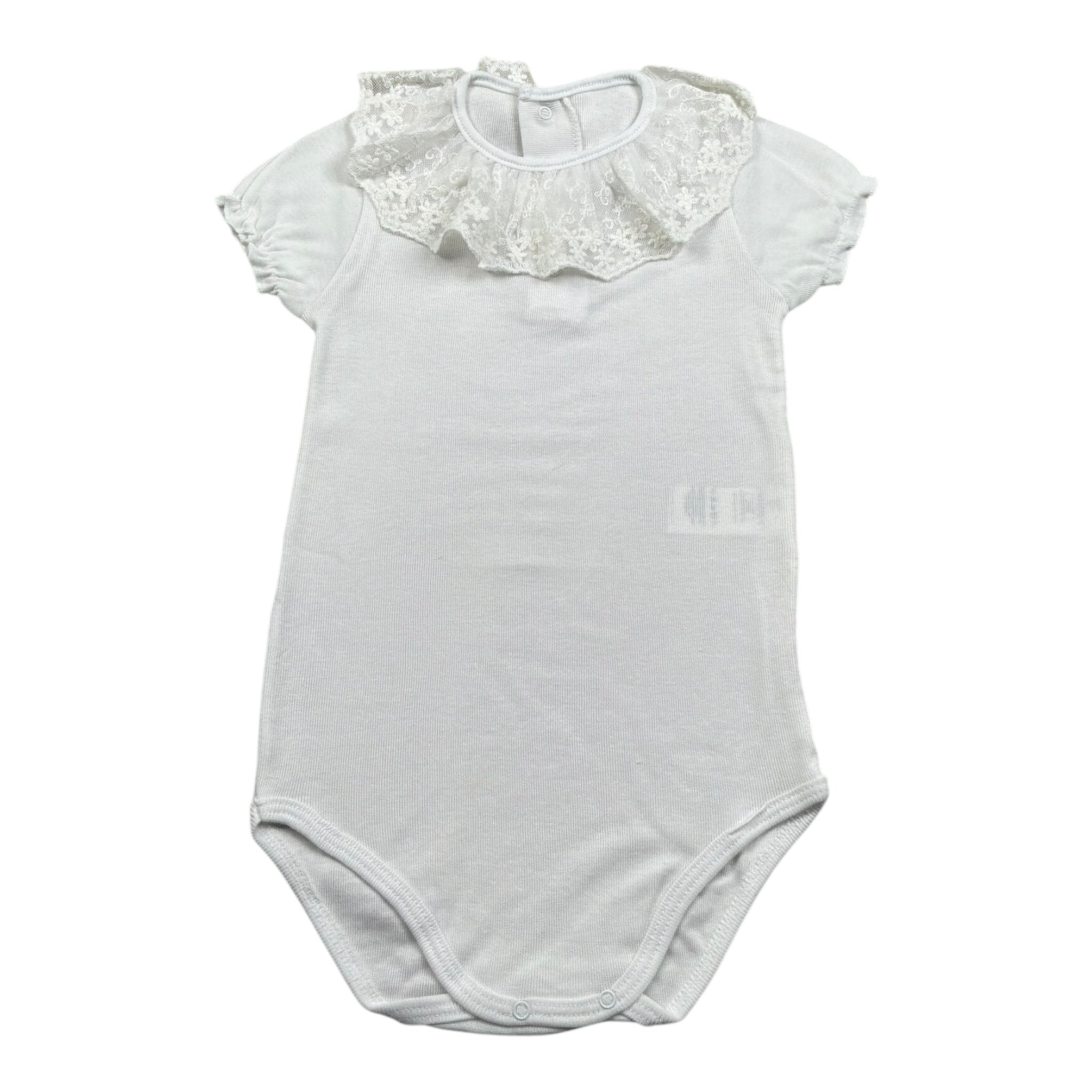 Calamaro Body Mezza Manica Tinta Unita con Colletto per Neonata 19109 BIANCO CALAMARO 