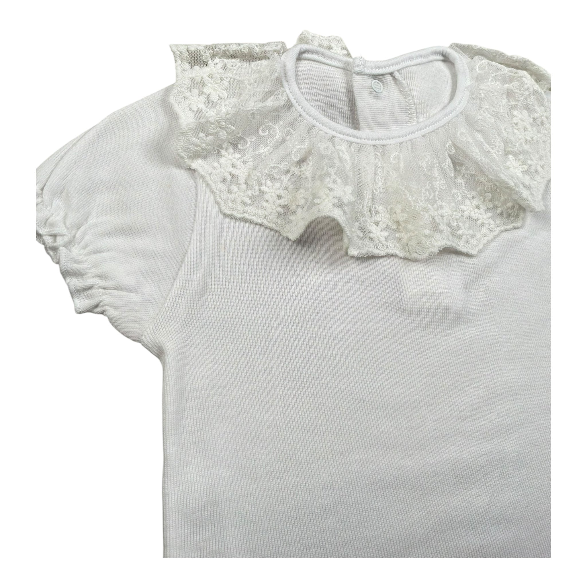 Calamaro Body Mezza Manica Tinta Unita con Colletto per Neonata 19109 BIANCO CALAMARO 