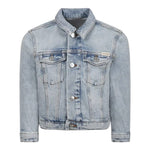 Calvin Klein Giubbino In Denim Tinta Unita con Bottoni per Bambina IB0IB02308 AZZURRO CALVIN KLEIN 