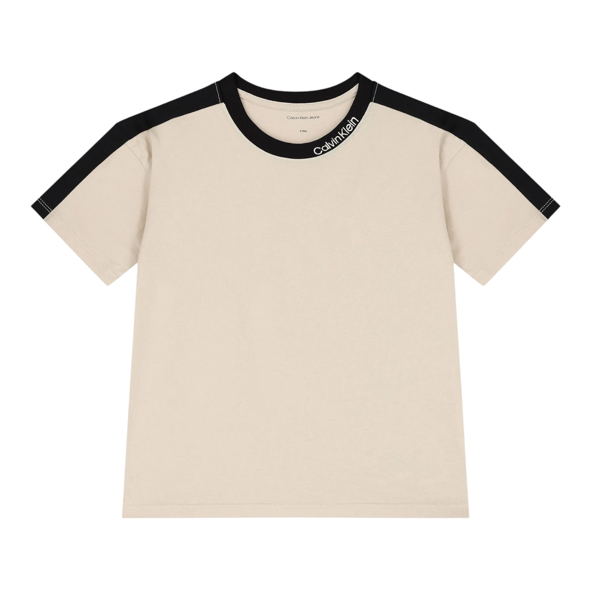 Calvin Klein T-Shirt tinta unita con Profili In Contrasto Beige per Bambino IB0IB02457X BEIGE CALVIN KLEIN 