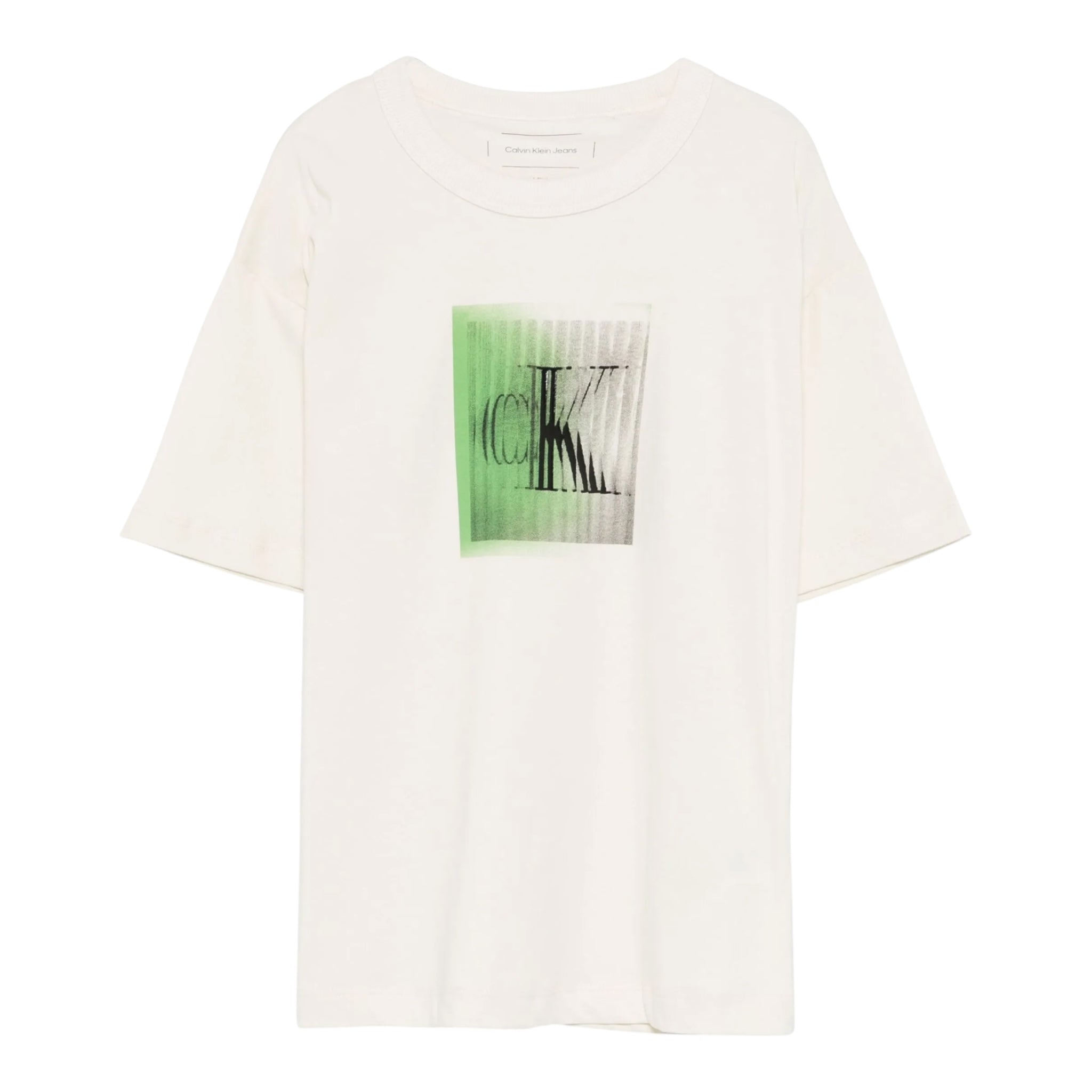 Calvin Klein T-Shirt Girocollo Tinta Unita con Stampa per Bambino IBO2356T01 PANNA CALVIN KLEIN 