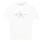 Calvin Klein T-Shirt Girocollo Tinta Unita con Stampa per Bambino IBO2359J01 BIANCO CALVIN KLEIN 