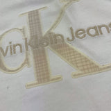 Calvin Klein T-Shirt Girocollo Tinta Unita con Stampa per Bambino IBO2359J01 BIANCO CALVIN KLEIN 