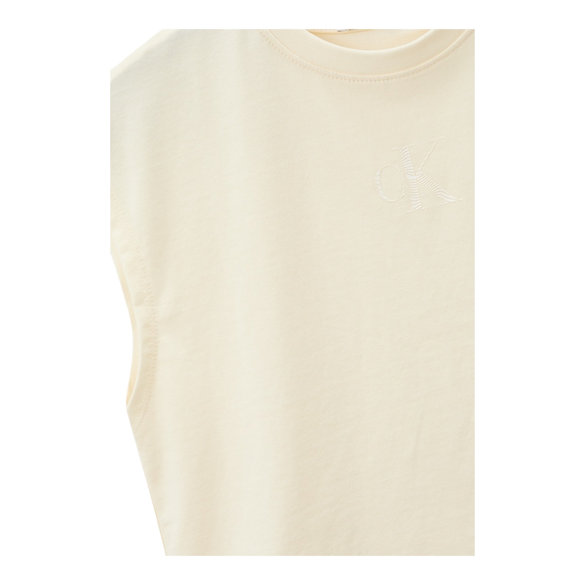 Calvin Klein Canotta Girocollo Tinta Unita con Logo per Bambina IG0IG02428 PAGLIA CALVIN KLEIN 