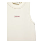 Calvin Klein Canotta Tinta Unita Giromanica con Stampa per Bambina IG0IG02871X PANNA CALVIN KLEIN 