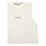 Calvin Klein Canotta Tinta Unita Giromanica con Stampa per Bambina IG0IG02871X PANNA CALVIN KLEIN 