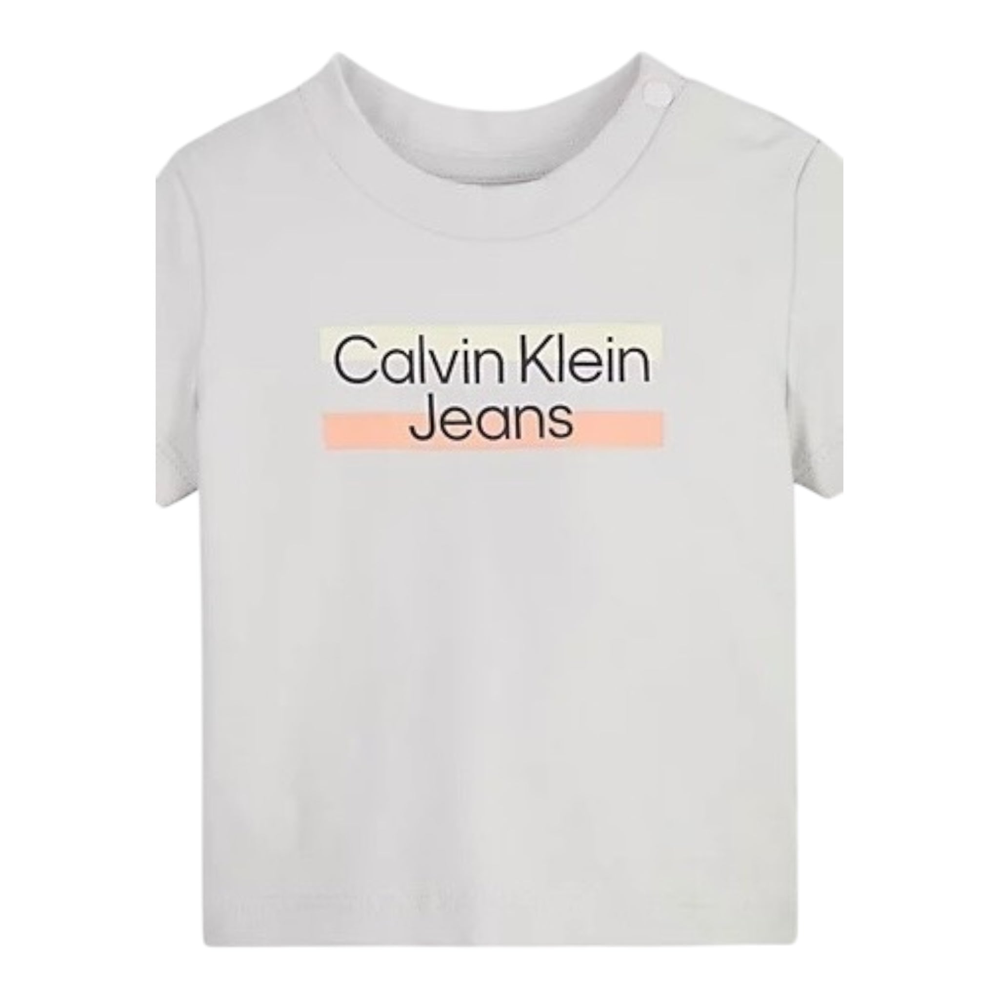 Calvin Klein T-Shirt Tinta Unita Girocollo con Stampa per Bambino IN0IN00068J GRIGIO CALVIN KLEIN 