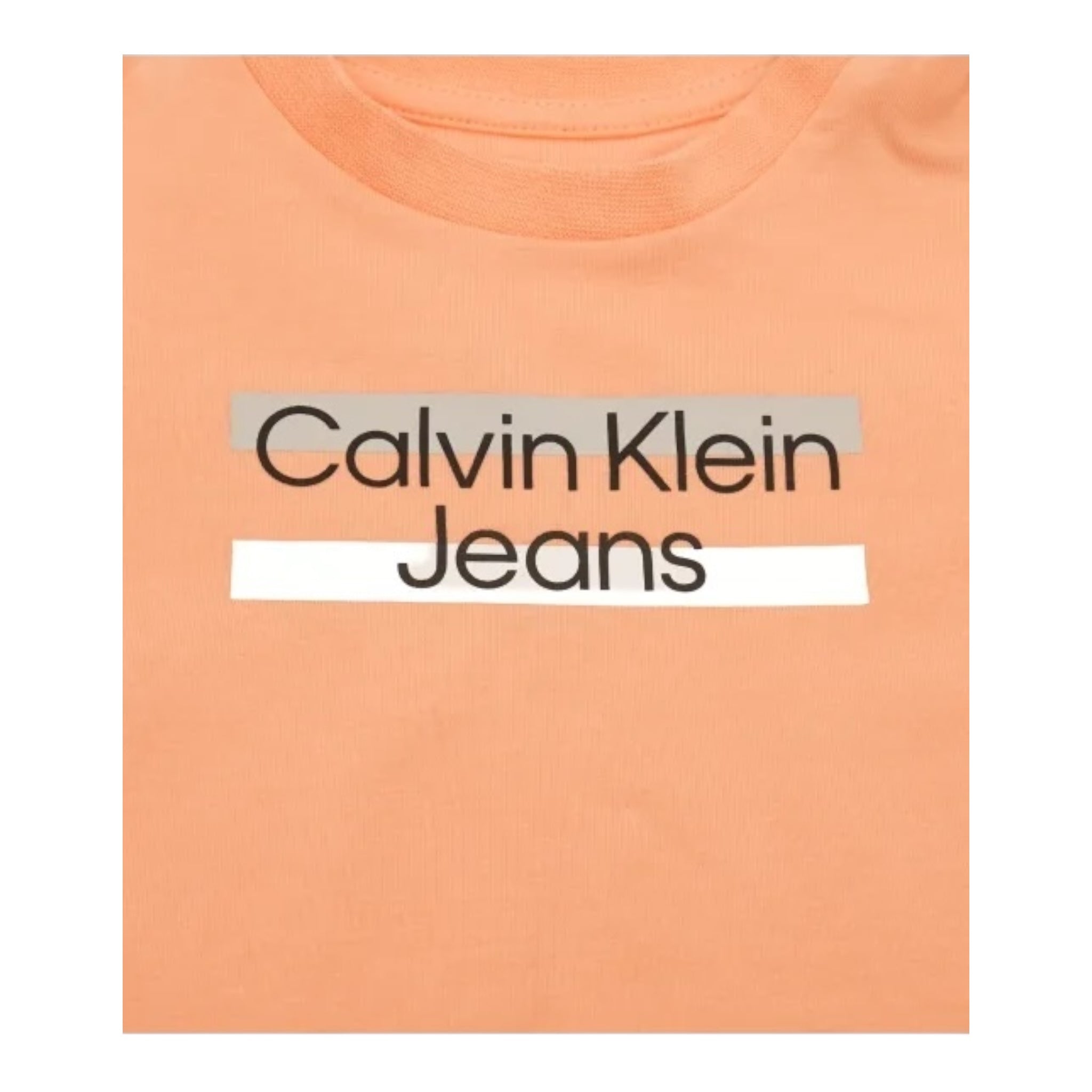 Calvin Klein T-Shirt Tinta Unita Girocollo con Stampa per Neonato IN0IN00068 PESCA CALVIN KLEIN 