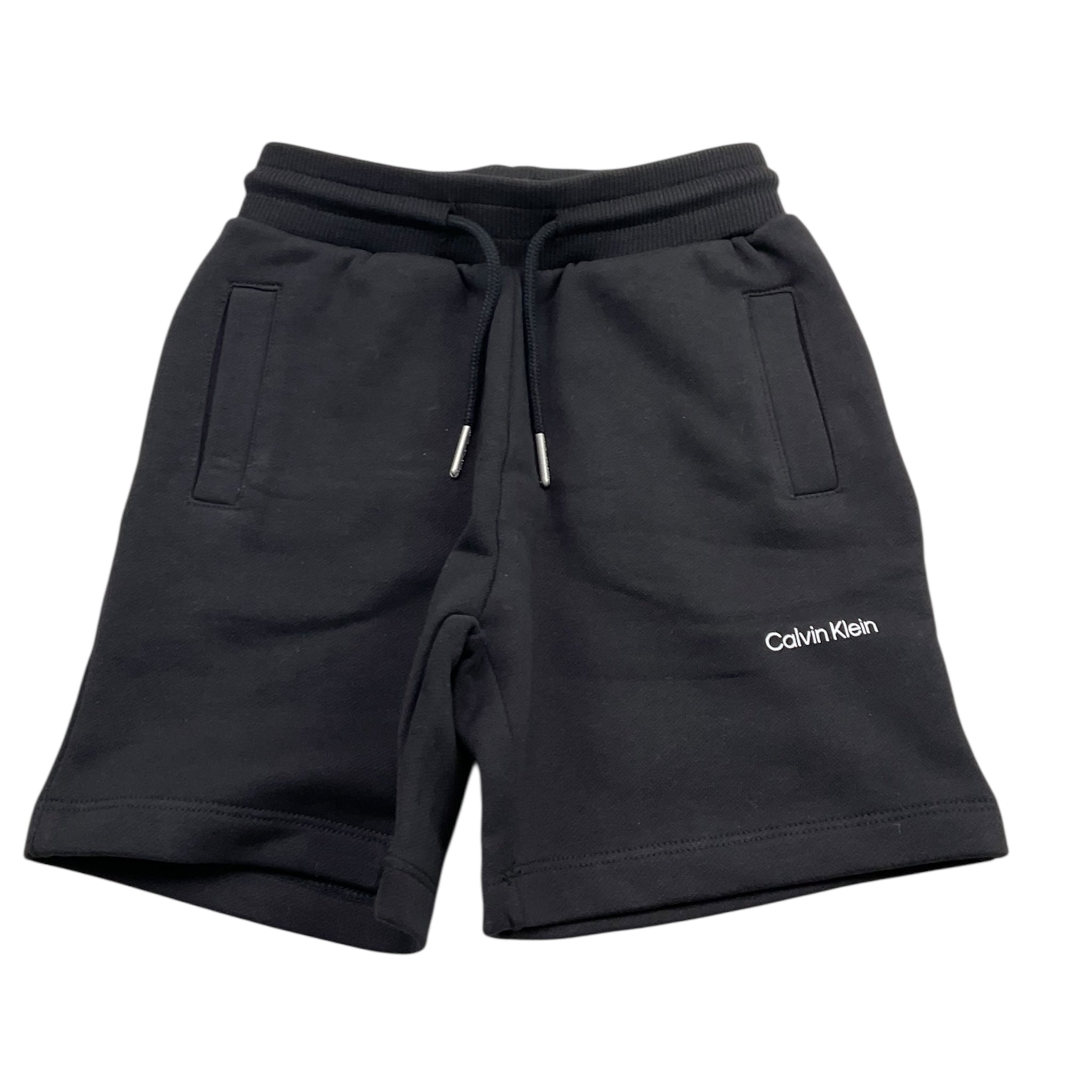 Calvin Klein Bermuda Tinta Unita con Stampa Logo per Bambino IU0IU00703 NERO CALVIN KLEIN 