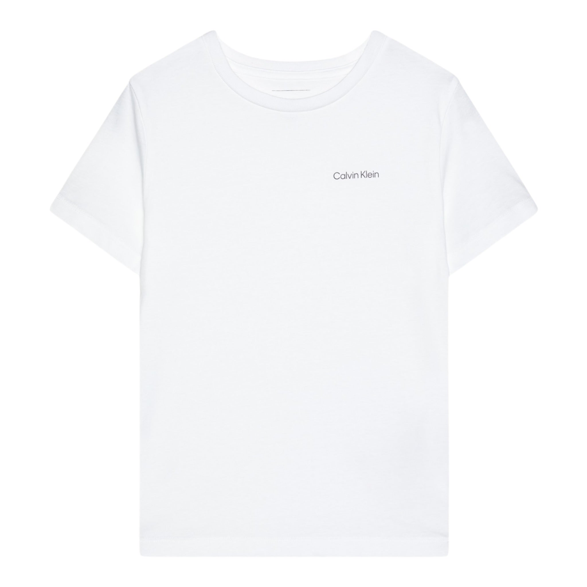 Calvin Klein T-Shirt Girocollo Tinta Unita con Logo per Bambino IU0IU0683 BIANCO CALVIN KLEIN 