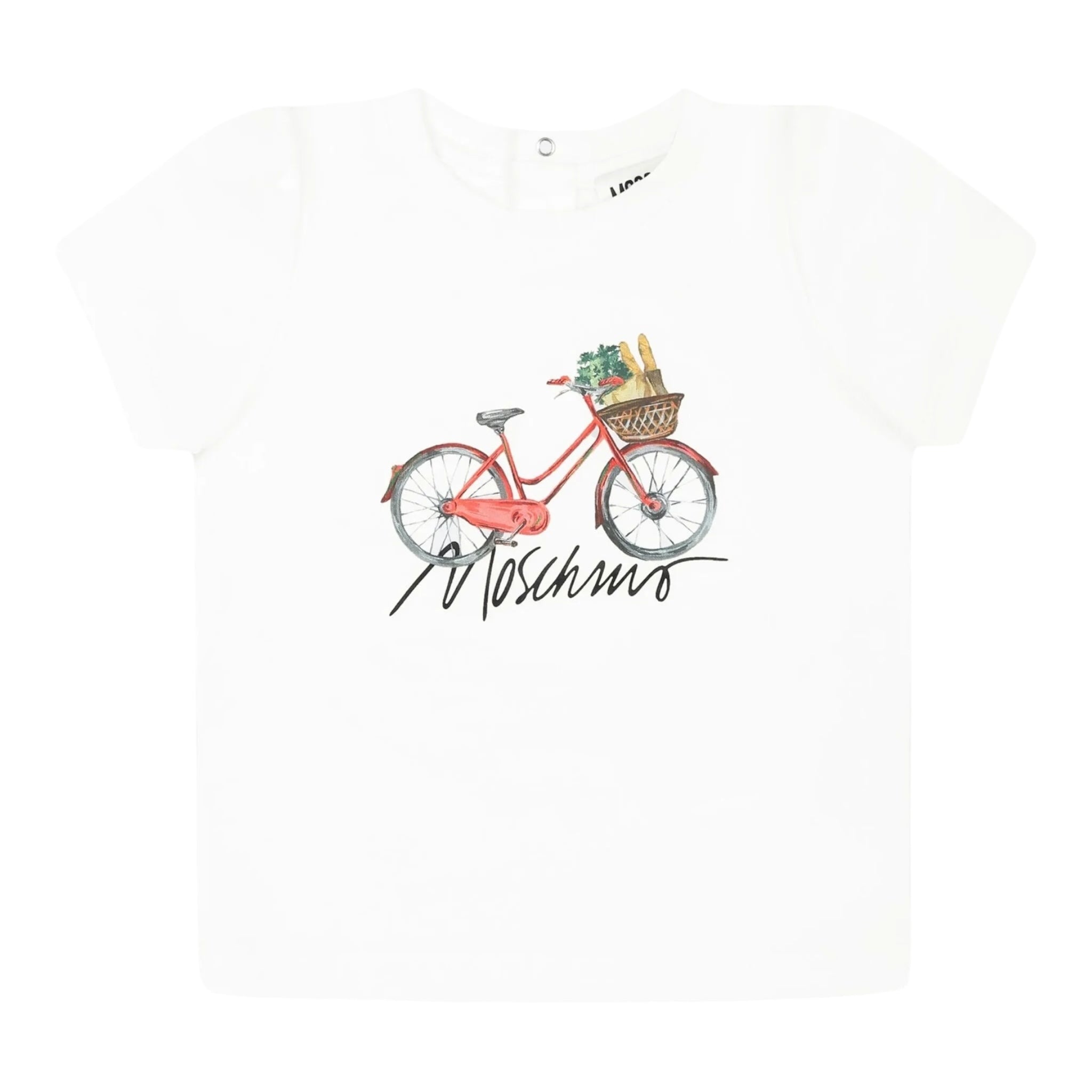 Moschino T-Shirt Girocollo Tinta Unita con Stampa per Neonata MDM03M BIANCO MOSCHINO 