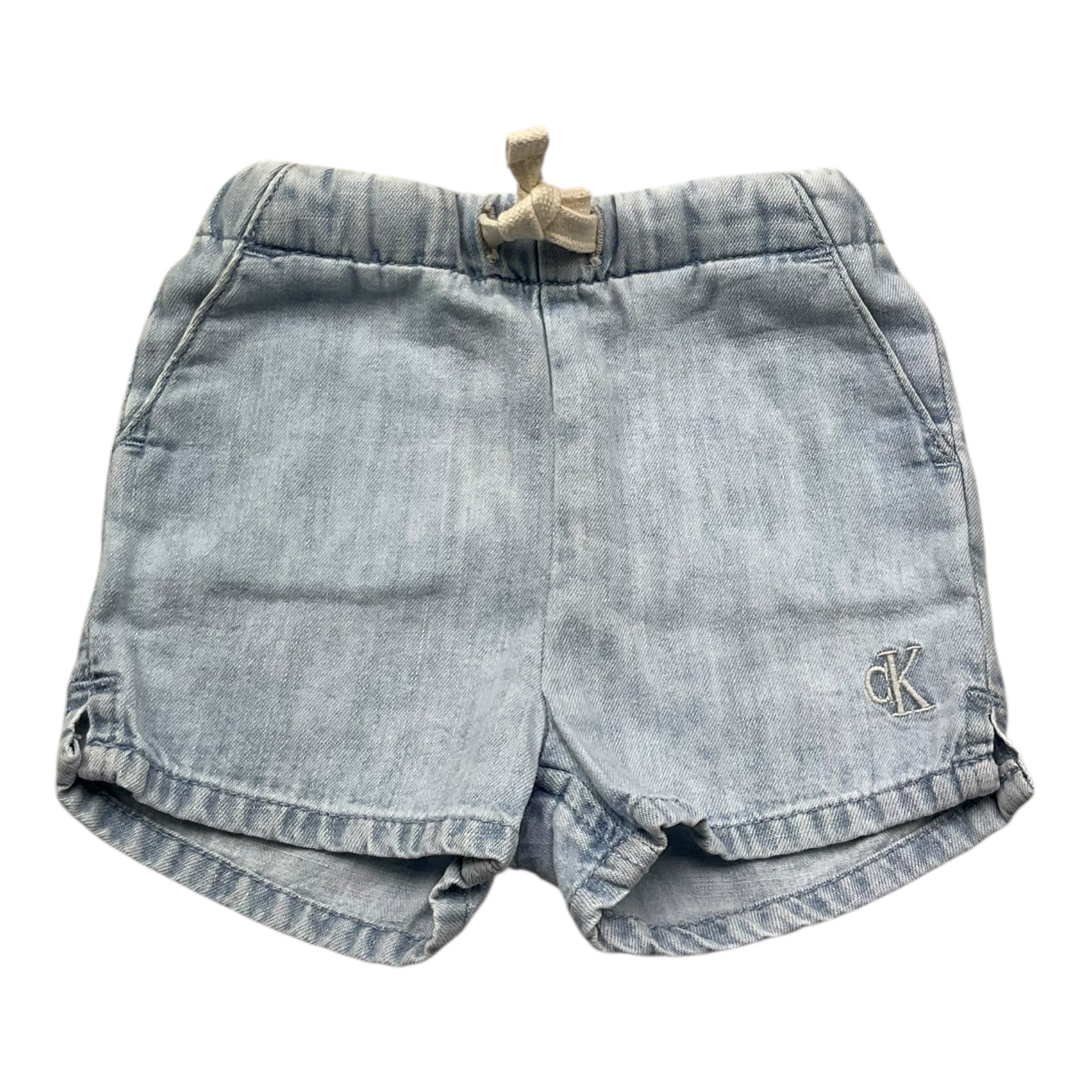 Calvin Klein Bermuda In Denim Tinta Unita con Elastico In Vita per Neonato N00303 AZZURRO CALVIN KLEIN 
