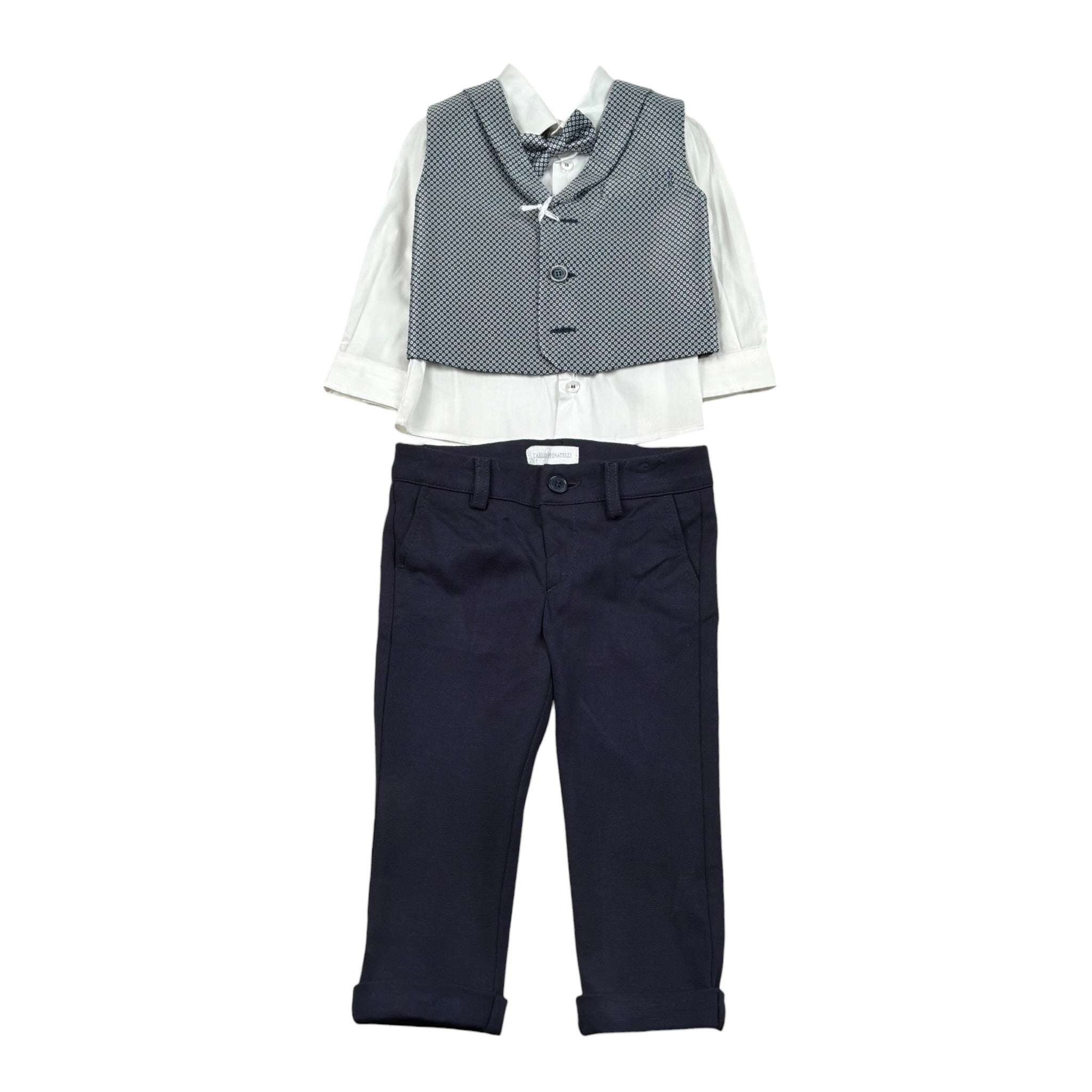 Carlo Pignatelli Completo 4 Pezzi Camicia-Gilet-Papillion-Pantalone per Neonato COMC91102BL BLU CARLO PIGNATELLI 
