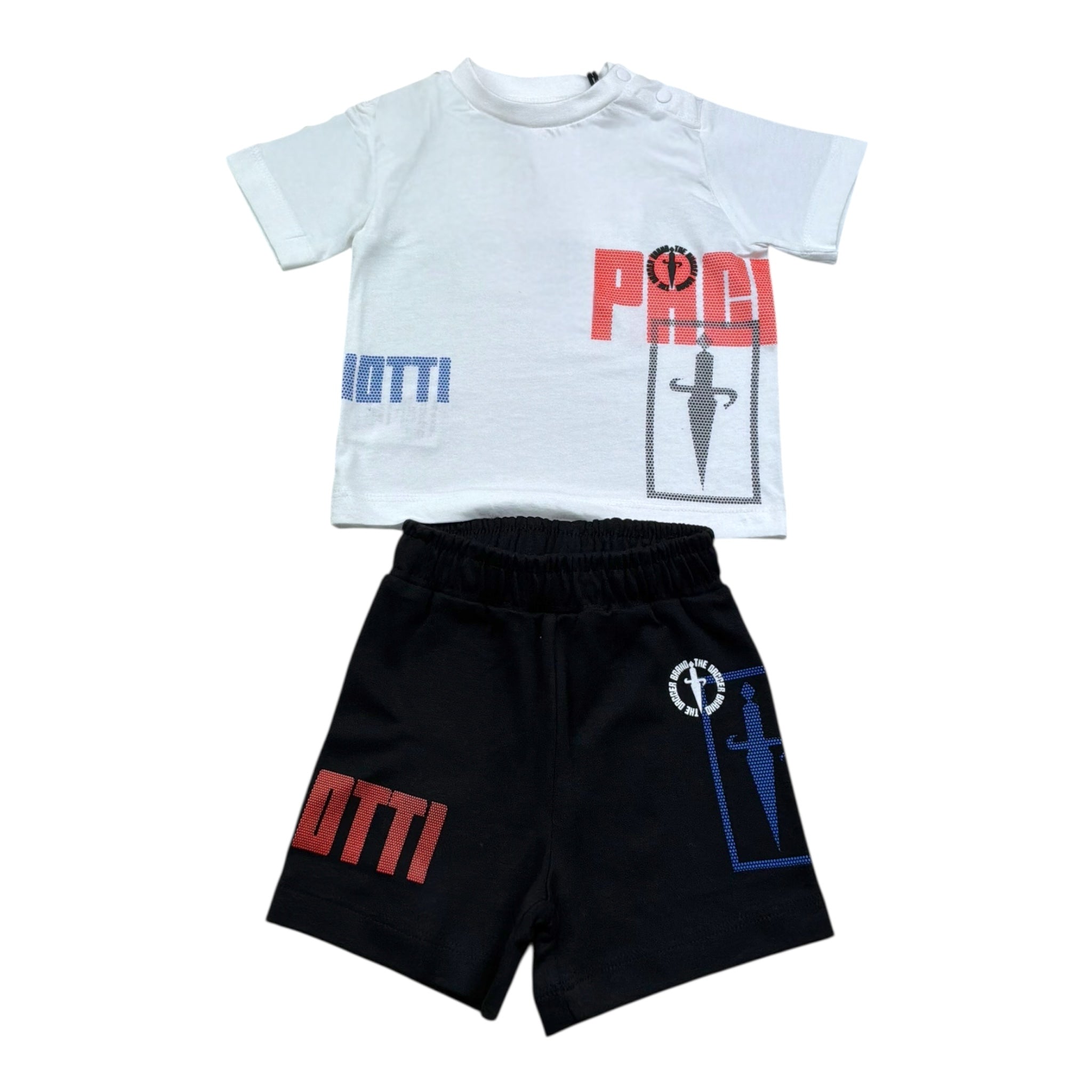 Cesare Paciotti Completo 2 Pezzi T-Shirt-Bermuda Bicolore per Neonato COMP5115B BIANCO/NERO CESARE PACIOTTI 