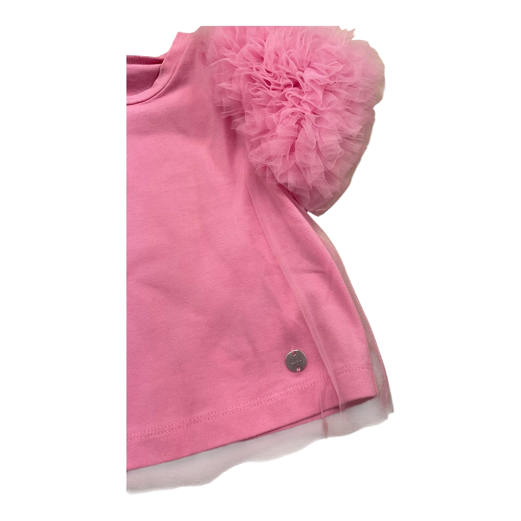 Liu Jo T-Shirt Girocollo Tinta Unita con Tulle per Bambina KA5127J ROSA LIU JO 