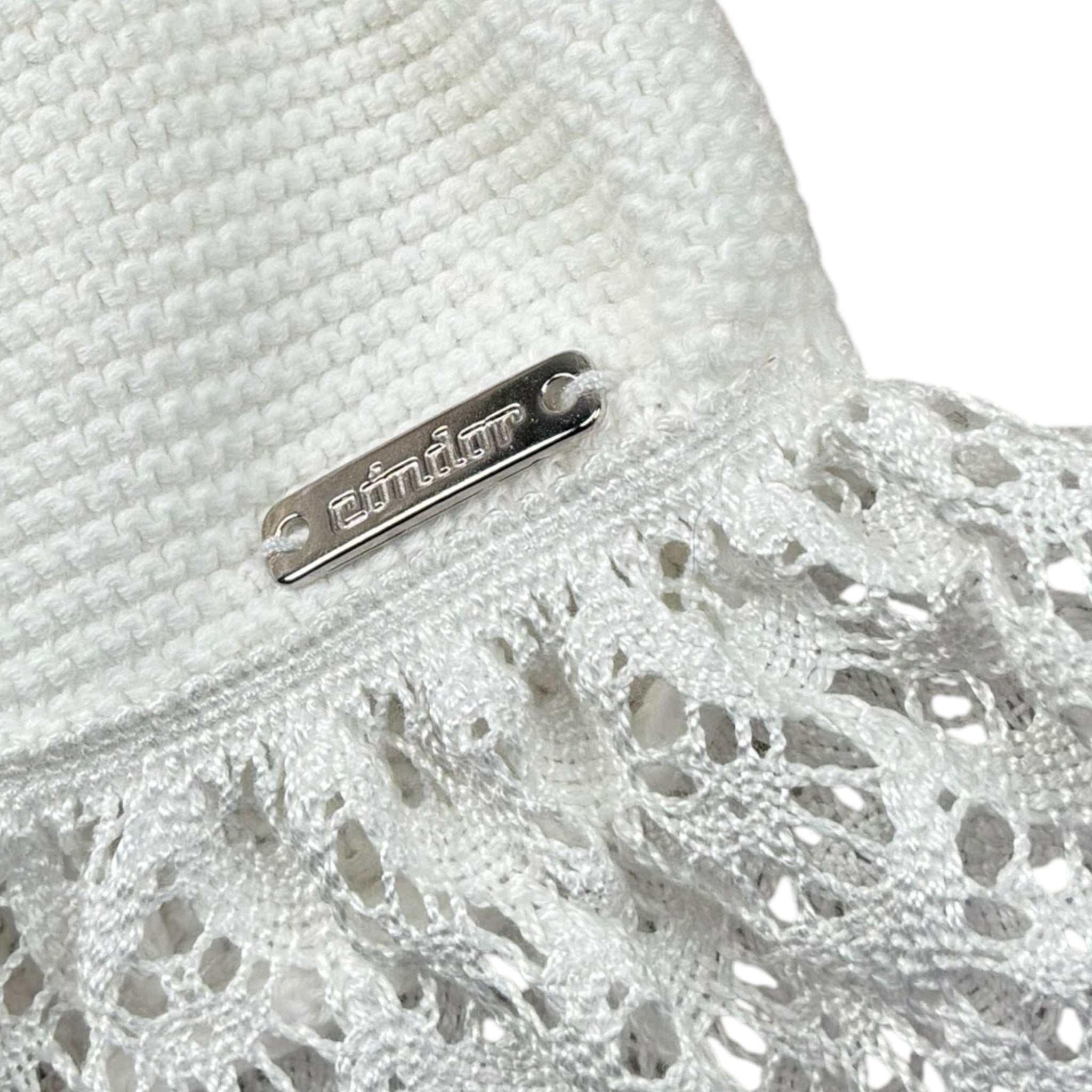 Cnd Cappello Tinta Unita con Ricami per Neonata 50120010 BIANCO CND 