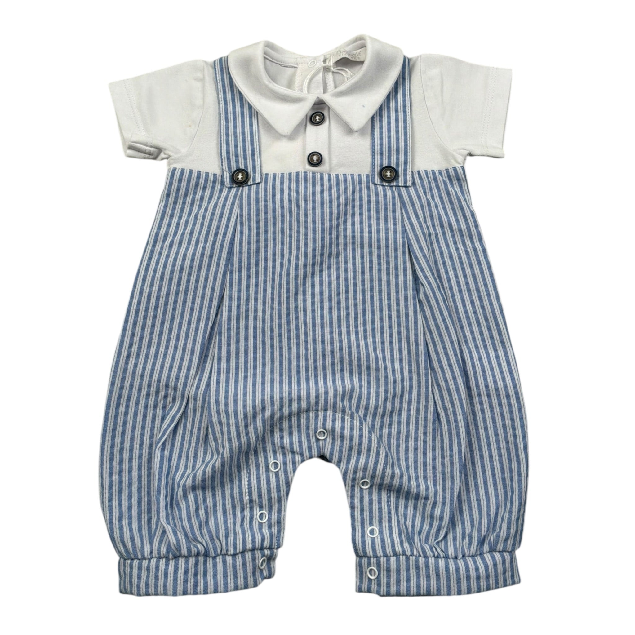 Coccode Pagliaccetto Mezza Manica con Finta Salopette per Neonato C55154 BLU COCCODE 