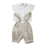 Colibri Completo 2 Pezzi Salopette-Camicia Fantasia A Righe Bicolore per Neonato 2CCTCP2B BIANCO/BEIGE COLIBRI 