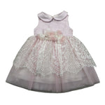 Colori Chiari Abito Giromanica con Ricami Rosa per Neonata FN105861 ROSA COLORI CHIARI 