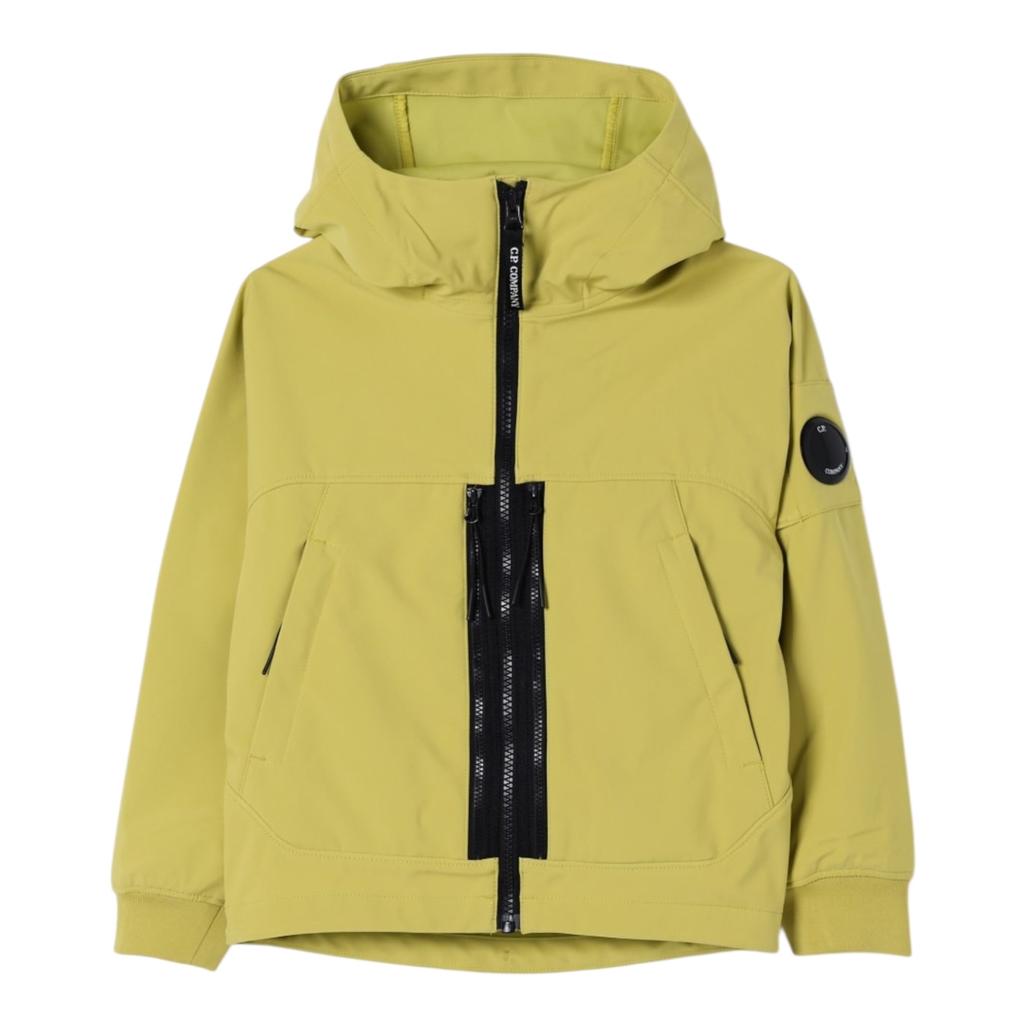 C.P. Company Giubbino Tinta Unita con Zip E Cappuccio per Bambino CUS00V VERDE ACIDO C.P. COMPANY 