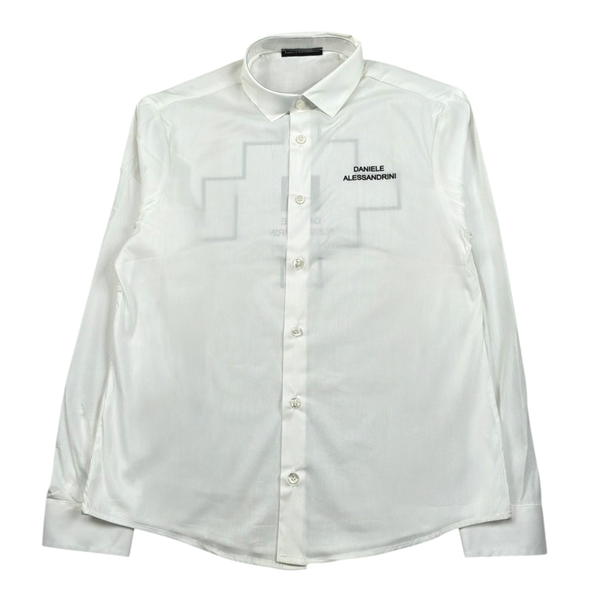 Daniele Alessandrini Camicia Manica Lunga Tinta Unita Stampa Fantasia per Bambino 1231C1439 BIANCO DANIELE ALESSANDRINI 
