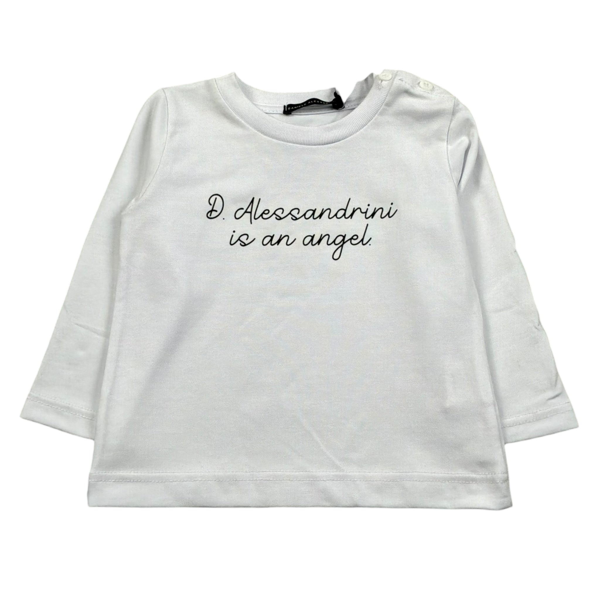 Daniele Alessandrini Shirt Girocollo Tinta Unita con Logo per Neonato 1291M00072N BIANCO DANIELE ALESSANDRINI 