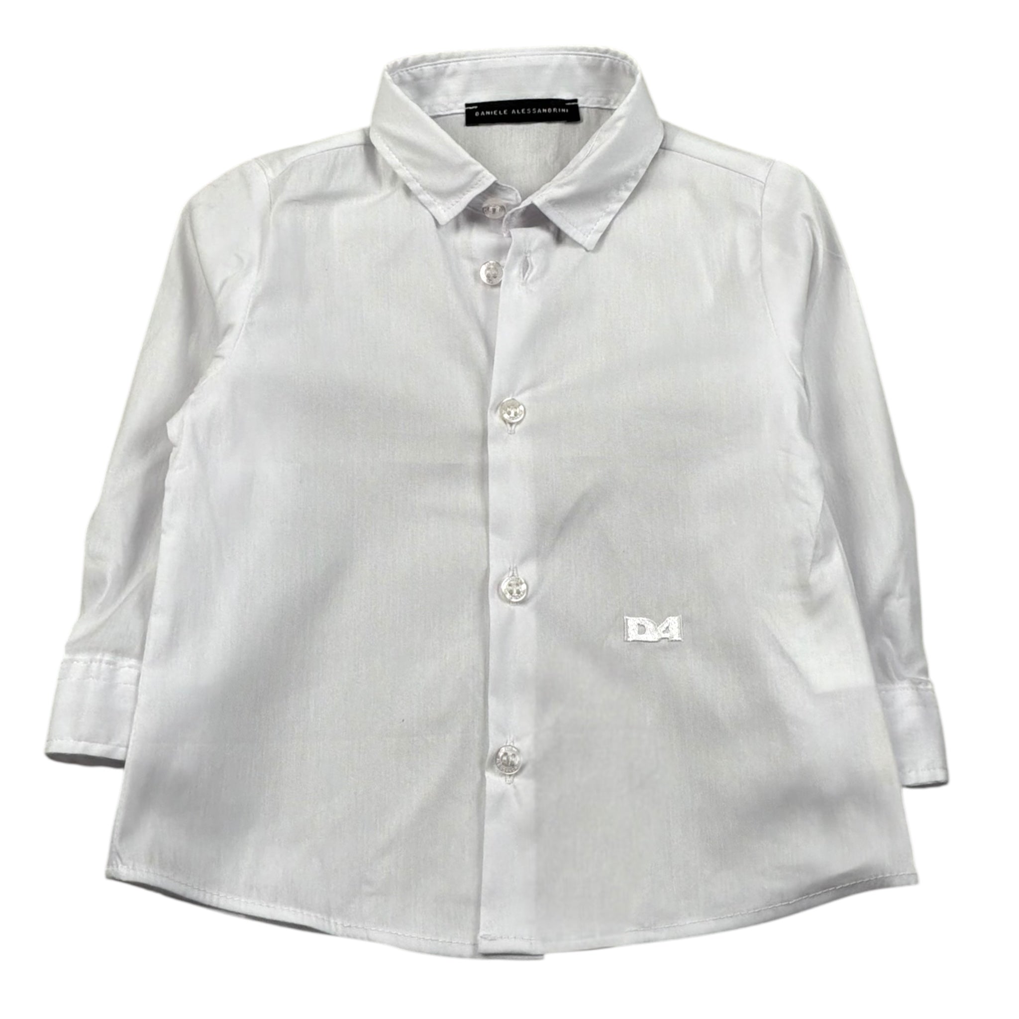 Daniele Alessandrini Camicia Manica Lunga Tinta Unita con Logo per Bambino 1295C00267J BIANCO DANIELE ALESSANDRINI 