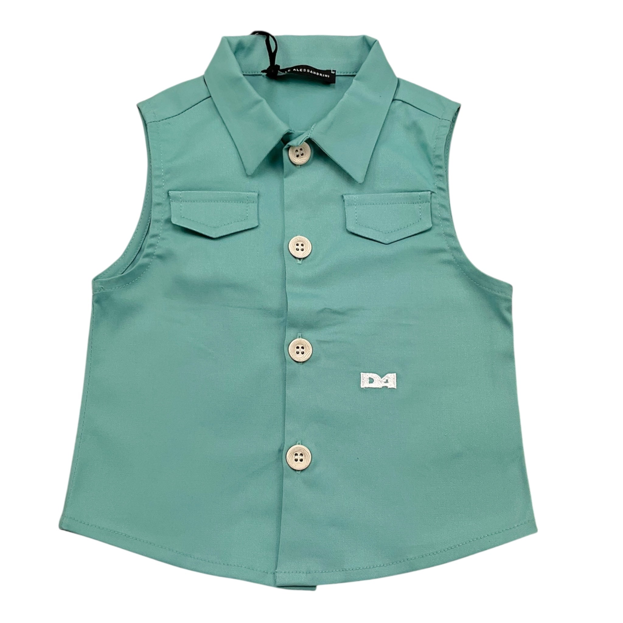 Daniele Alessandrini Camicia Smanicata Tinta Unita per Neonato 1296C00236 VERDE ACQUA DANIELE ALESSANDRINI 