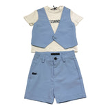 Daniele Alessandrini Completo 2 Pezzi T-Shirt-Bermuda Bicolore per Neonato 1296K200221 BIANCO/AZZURRO DANIELE ALESSANDRINI 