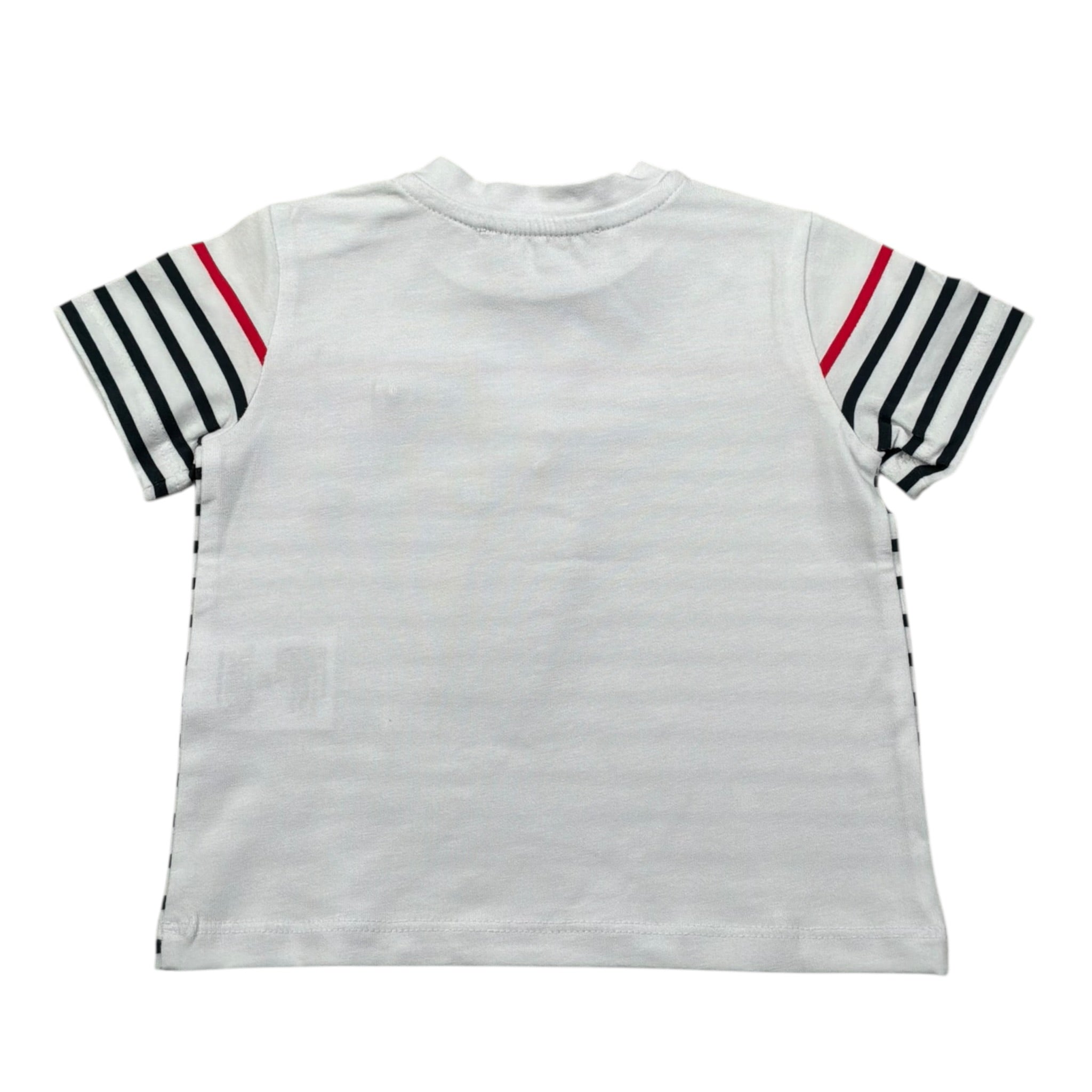 Daniele Alessandrini T-Shirt Girocollo Fantasia A Righe per Neonato 1296M00211N BIANCO DANIELE ALESSANDRINI 