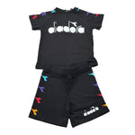 Diadora Completo 2 Pezzi T-Shirt-Bermuda Nero per Neonato 030100 NERO DIADORA 
