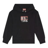 Diesel Felpa tinta unita con Cappuccio E Stampa Nero per Bambino J00836 NERO DIESEL 