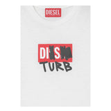Diesel T-Shirt Girocollo tinta unita con Stampa Bianco per Bambino J00950 BIANCO DIESEL 
