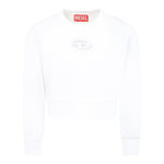 Diesel Felpa Chiusa Girocollo Tinta Unita con Logo per Bambina J01826XX PANNA DIESEL 